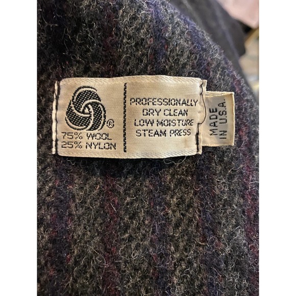 Vintage 1990's Wool Trench Coat Size Medium Stripe - Picture 6 of 6